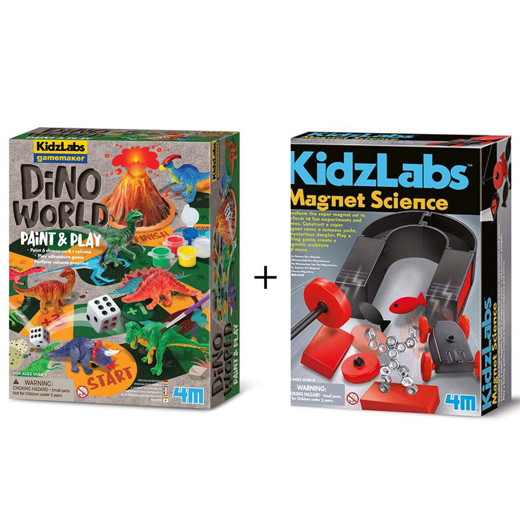 4M Bundle Set Kidzlabs Gamemaker Dino World & Magnet Science