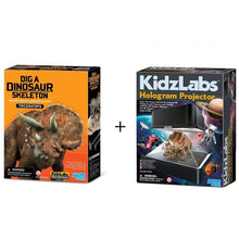 Load image into Gallery viewer, 4M Bundle Set Kidzlabs Dig A Triceratops Skeleton &amp; Hologram Projector
