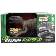 Load image into Gallery viewer, WJ Tech Remote Control Roaring Raptor Grey Dinosaur
