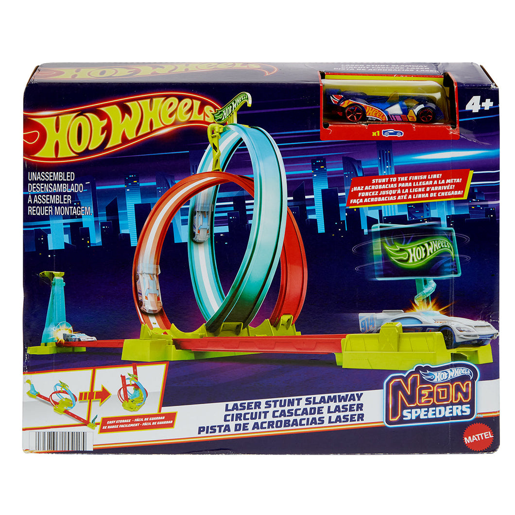 Hot Wheels Neon Speeders Laser Stunt Slamway Track Set