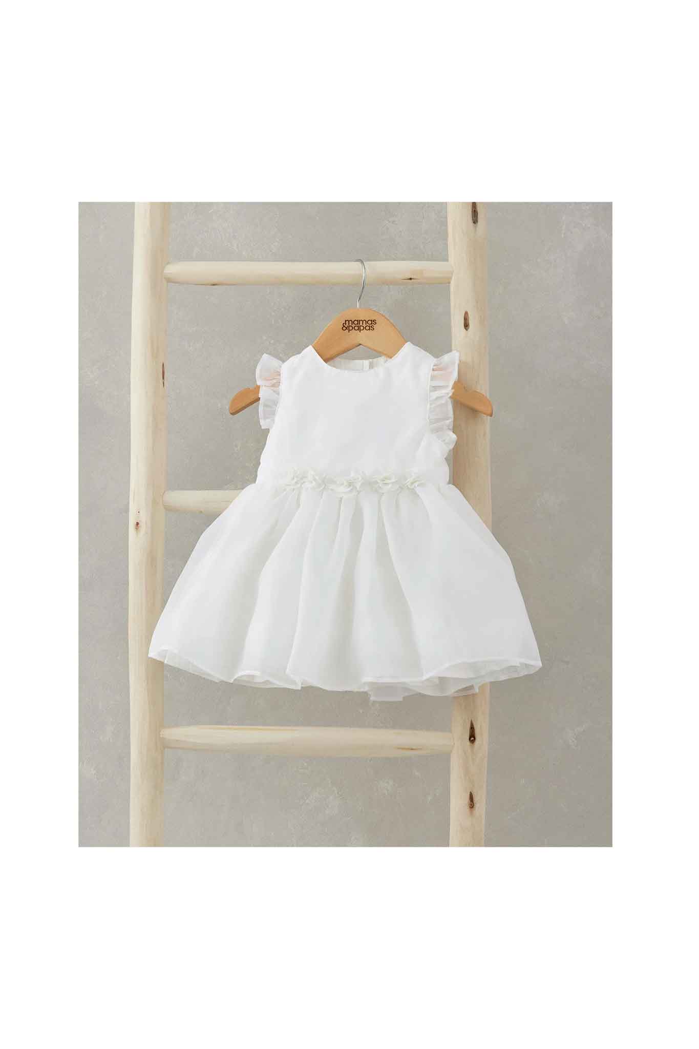 Mamas & Papas White Organza Flower Dress