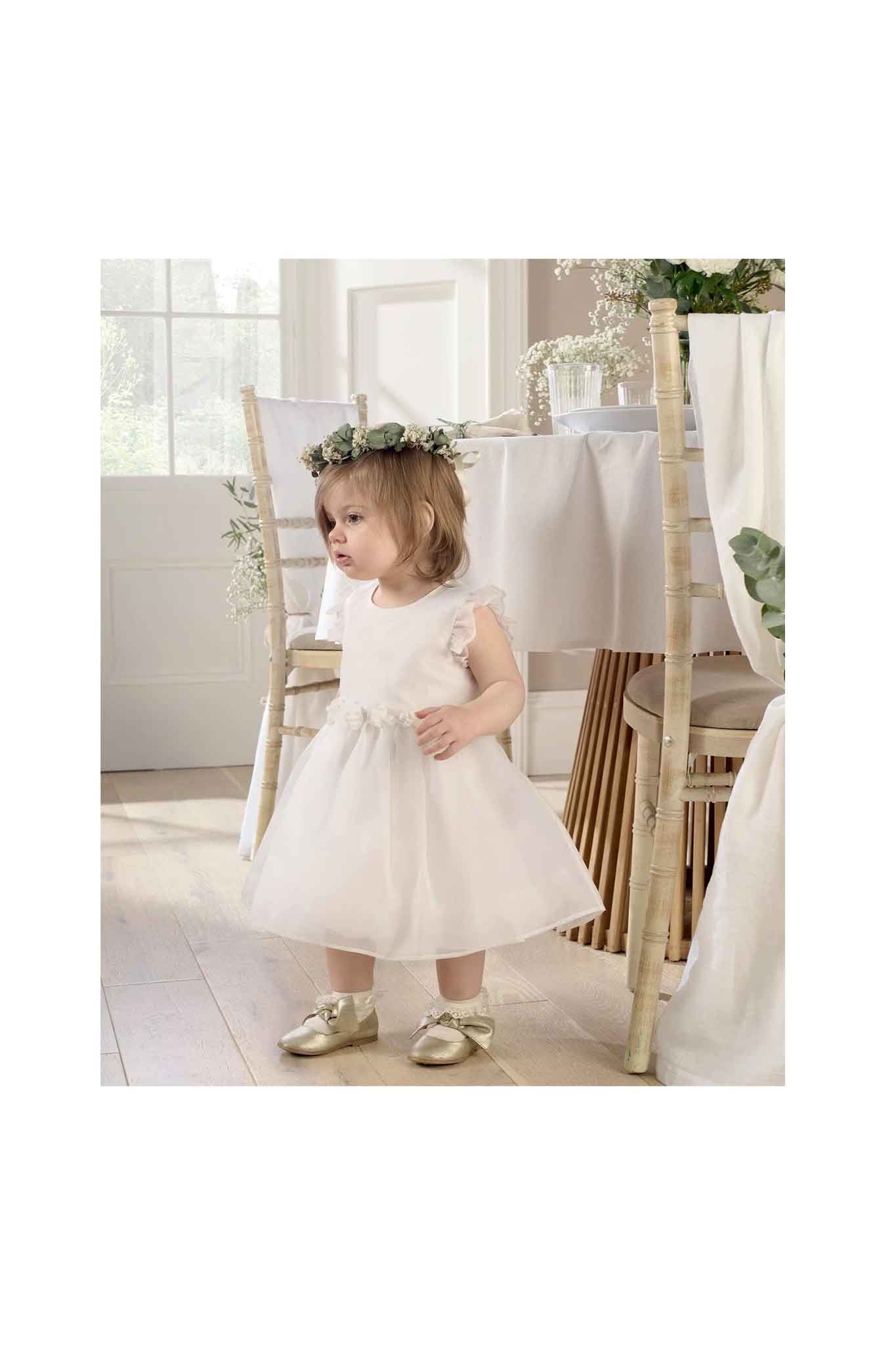 Mamas & Papas White Organza Flower Dress