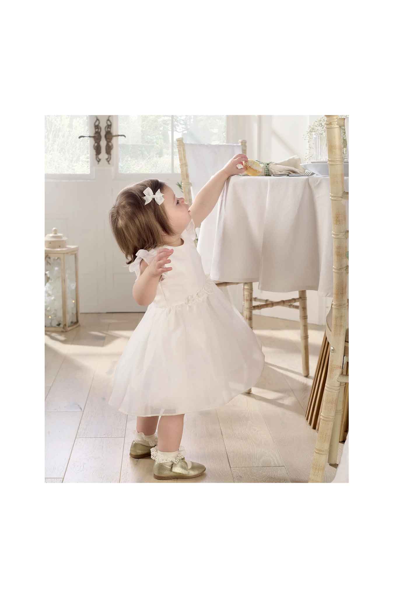 Mamas & Papas White Organza Flower Dress