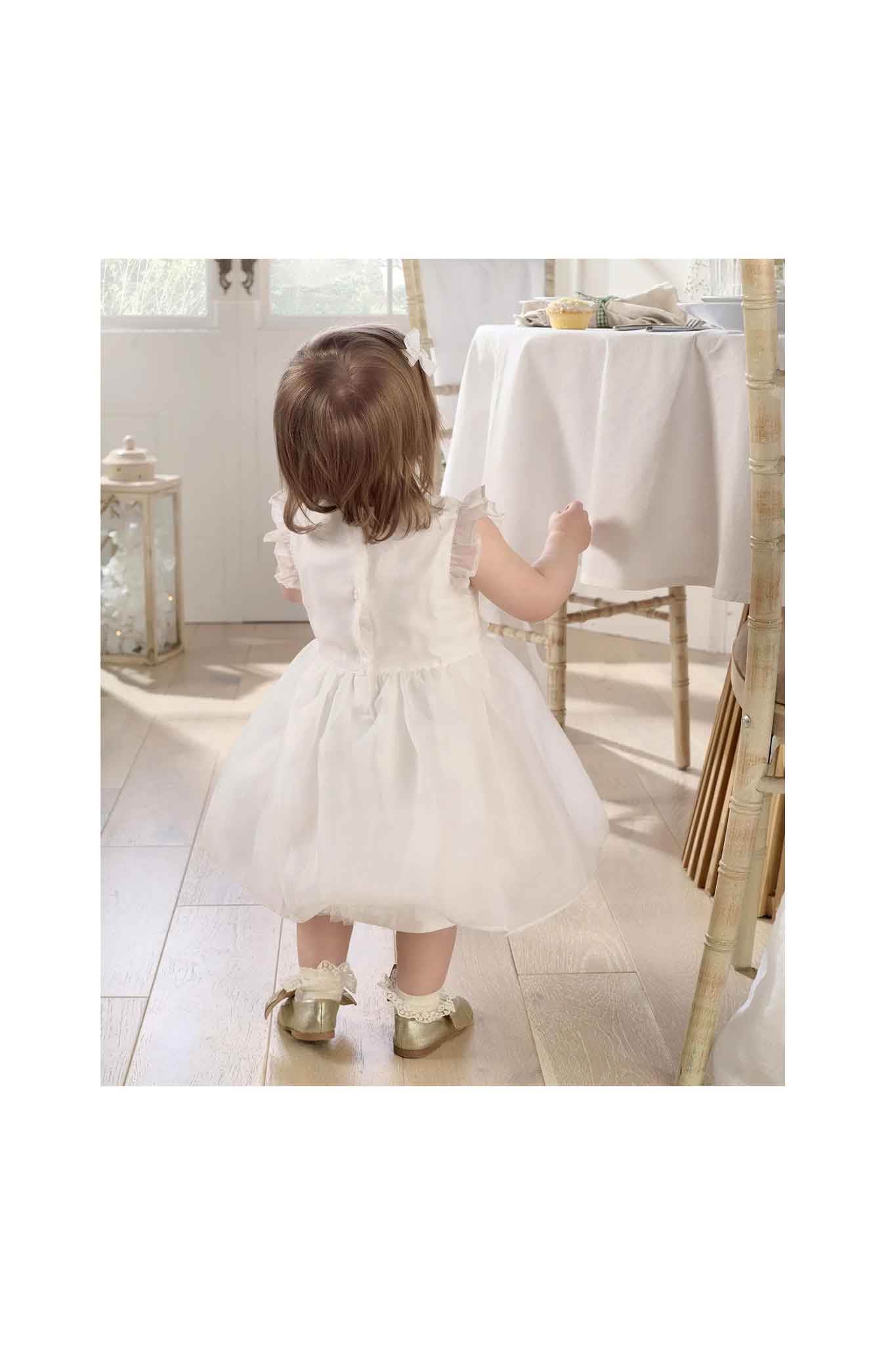 Mamas & Papas White Organza Flower Dress