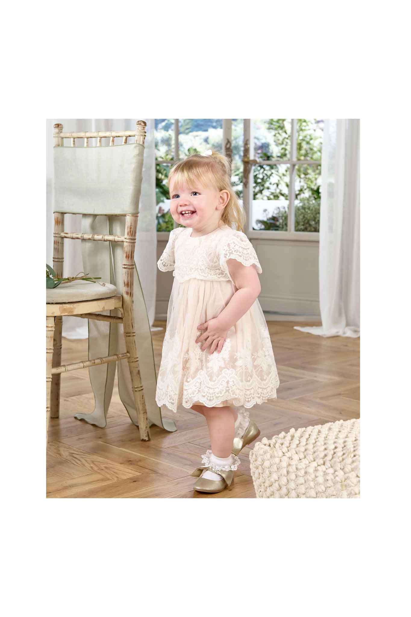 Mamas & Papas Lace Frill Sleeve Dress