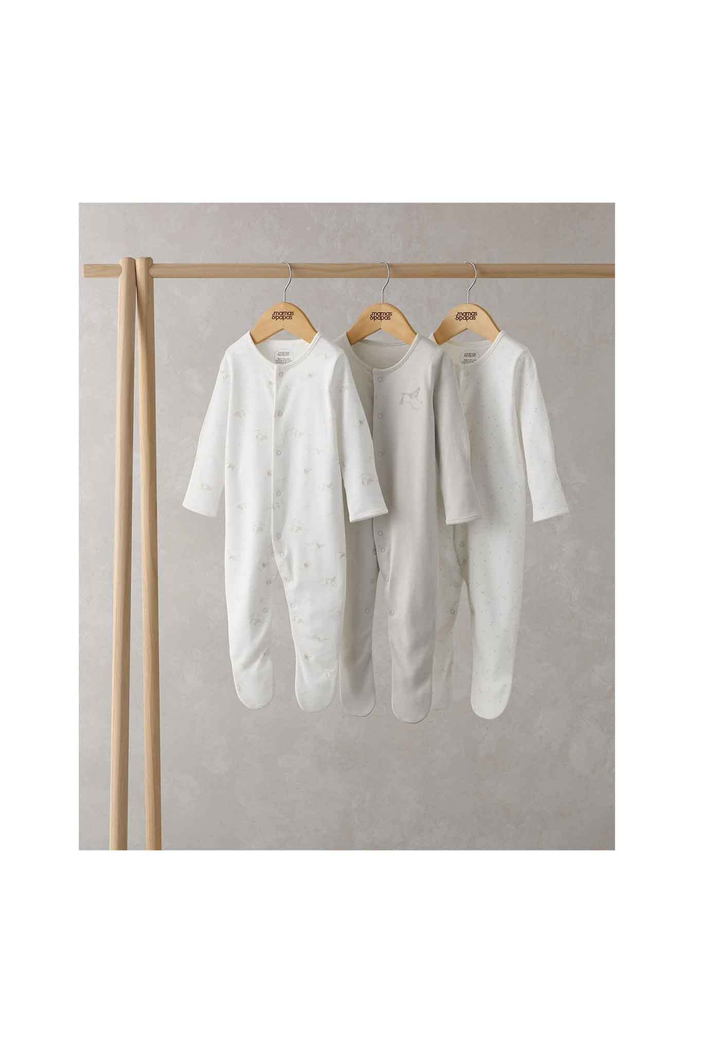 Mamas & Papas 3Pk Stork Sleepsuits