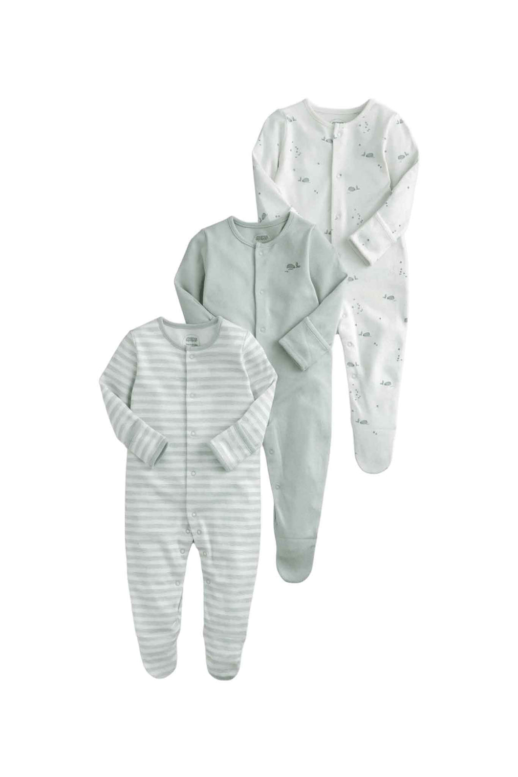 Mamas & Papas 3Pk Whale Sleepsuits