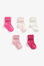 Load image into Gallery viewer, Mothercare Pink Turn-Over-Top Baby Socks - 5 Pack
