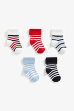 Load image into Gallery viewer, Mothercare Striped Turn-Over-Top Socks - 5 Pack
