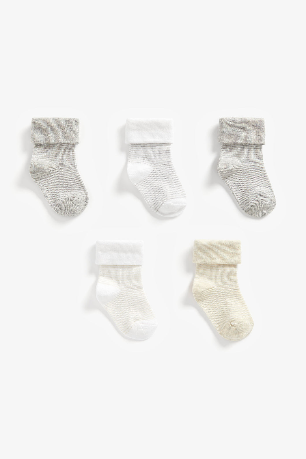 Mothercare Striped Turn-Over-Top Baby Socks - 5 Pack