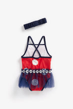 Load image into Gallery viewer, Mothercare Spot Swimsuit And Headband Set
