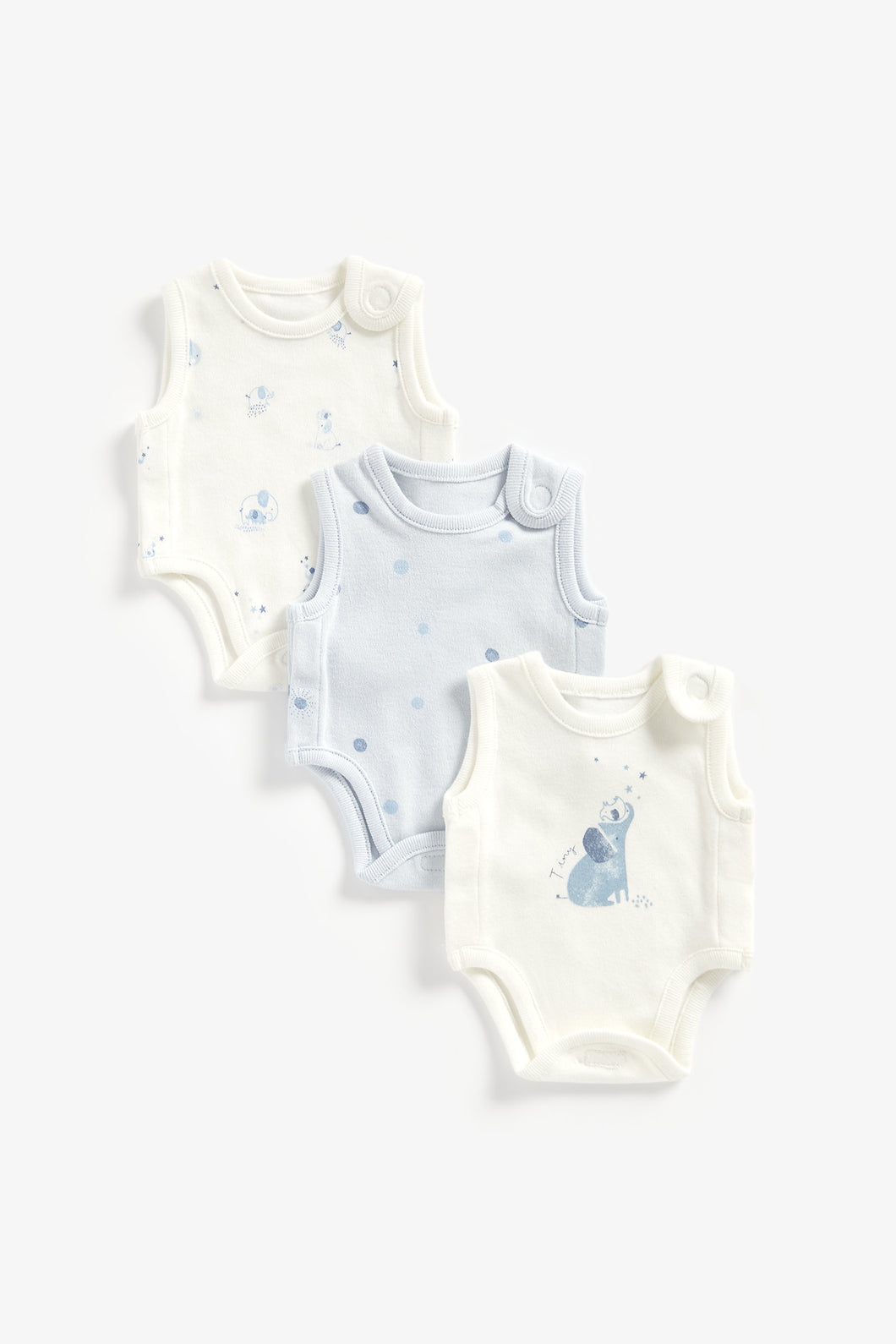 Mothercare Blue Premature Baby Bodysuits - 3 Pack