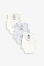 Load image into Gallery viewer, Mothercare Blue Premature Baby Bodysuits - 3 Pack
