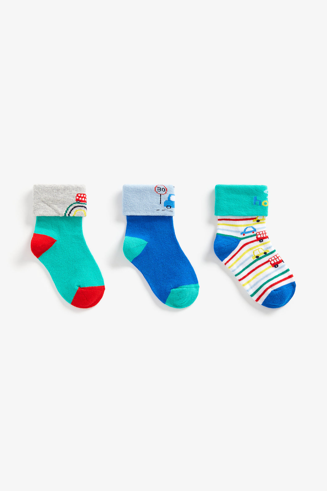 Mothercare Bus Turn-Over-Top Socks - 3 Pack