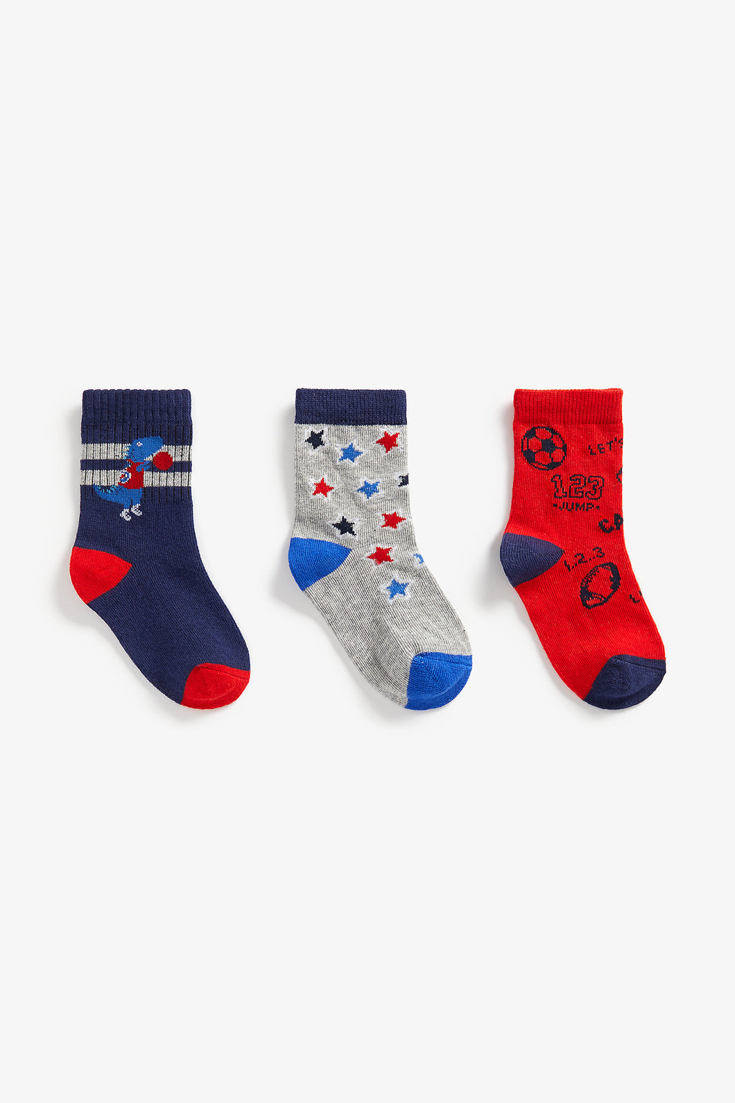 Mothercare Dino Sport Socks - 3 Pack