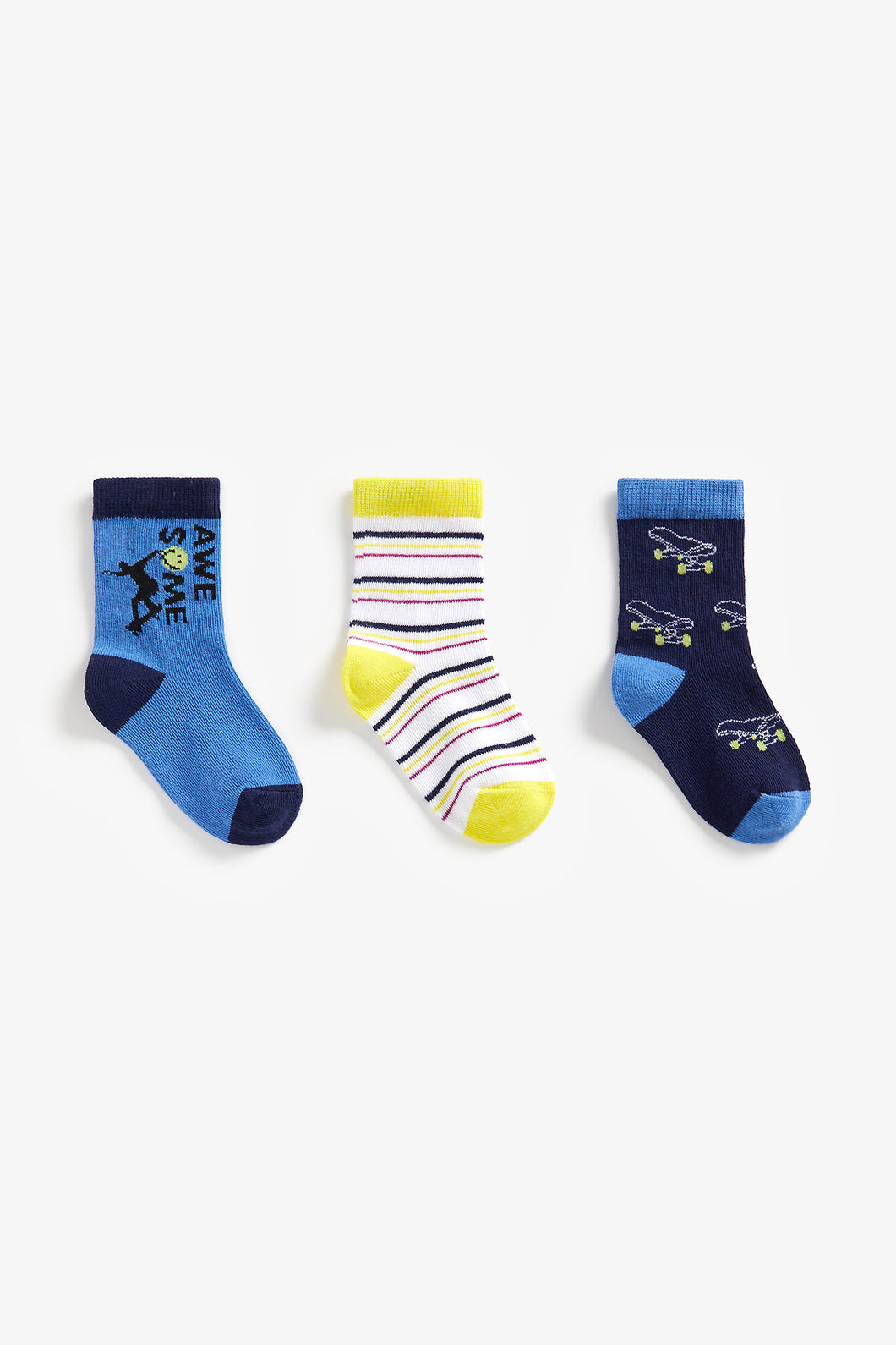 Mothercare Aweaome Skate Socks - 3 Pack