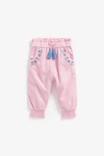 Load image into Gallery viewer, Mothercare Pink Embroidered Paperbag Trousers
