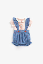 Load image into Gallery viewer, Mothercare Petit Cat Bibshorts And Bodysuit Set
