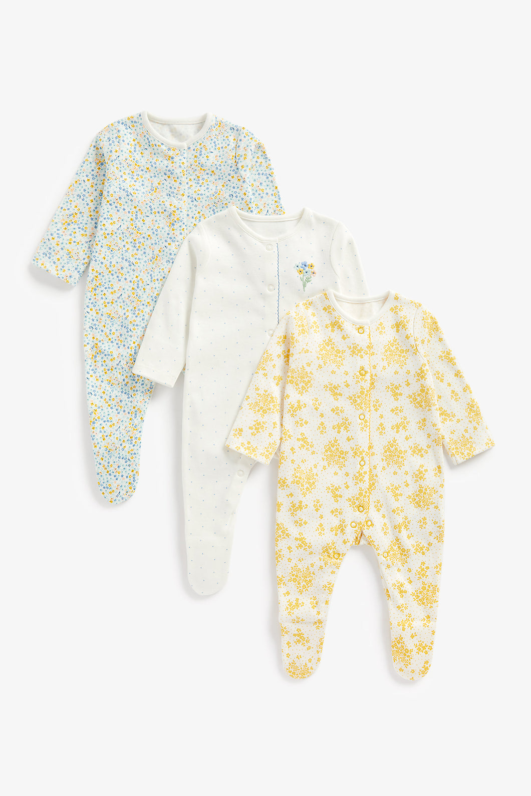 Mothercare Floral Sleepsuits - 3 Pack