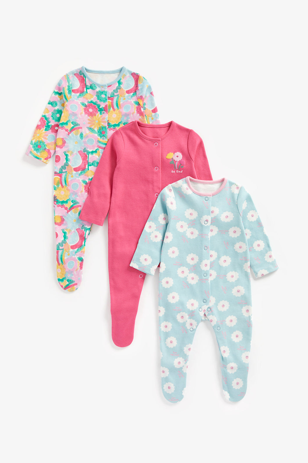 Mothercare Daisy Sleepsuits - 3 Pack