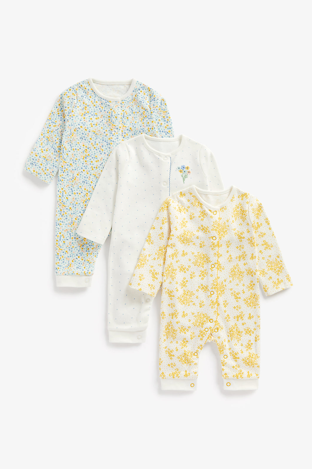 Mothercare Floral Footless Sleepsuits - 3 Pack