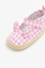 Load image into Gallery viewer, Mothercare Gingham Bunny Pram Shoes
