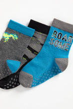 Load image into Gallery viewer, Mothercare Slip-Resist Glow-In-The-Dark Dino Socks - 3 Pack
