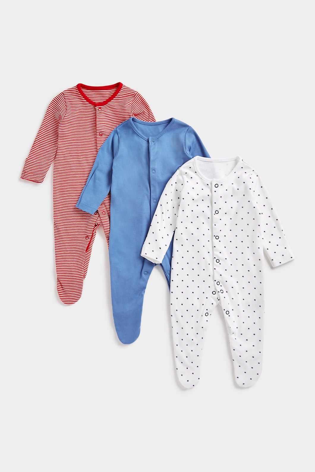 Mothercare Star Sleepsuits - 3 Pack