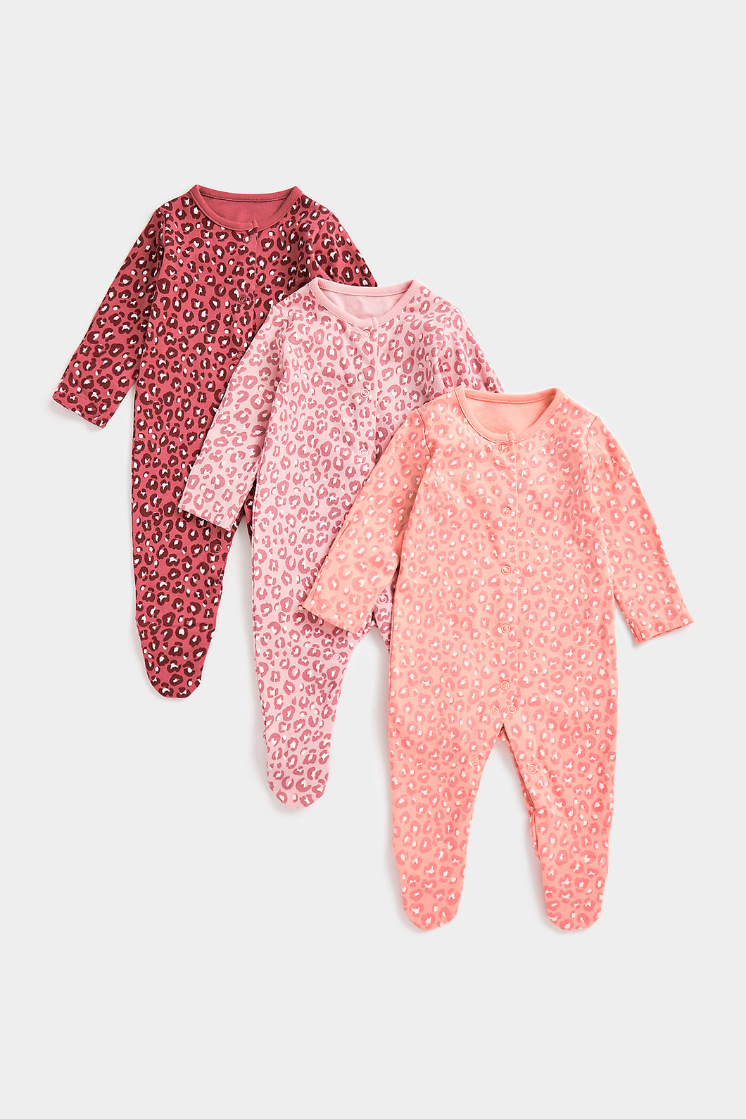 Mothercare Leopard-Print Sleepsuits - 3 Pack