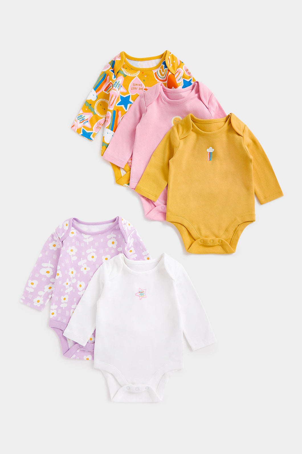 Mothercare Long-Sleeved Bodysuits - 5 Pack