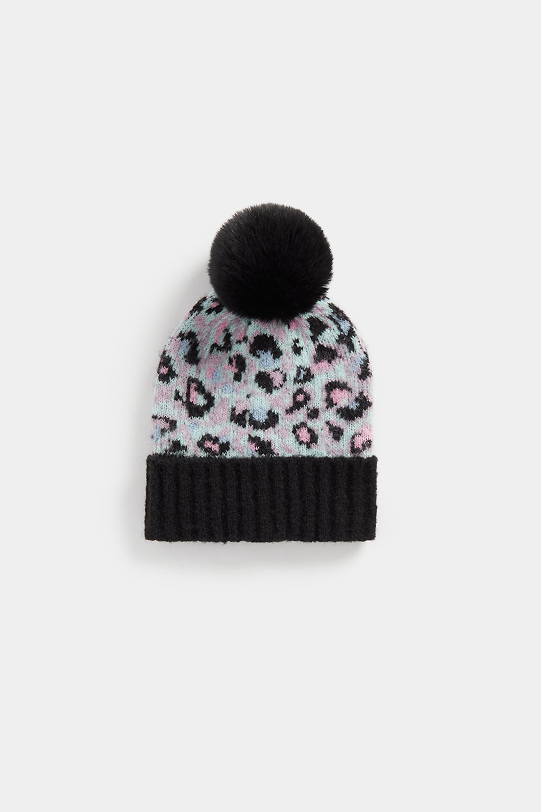 Mothercare Brushed Leopard-Print Beanie Hat