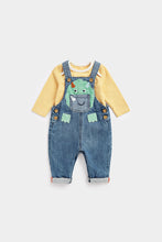 Load image into Gallery viewer, Mothercare Denim Dino Dungarees And Bodysuit Set
