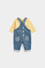 Load image into Gallery viewer, Mothercare Denim Dino Dungarees And Bodysuit Set
