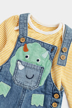 Load image into Gallery viewer, Mothercare Denim Dino Dungarees And Bodysuit Set
