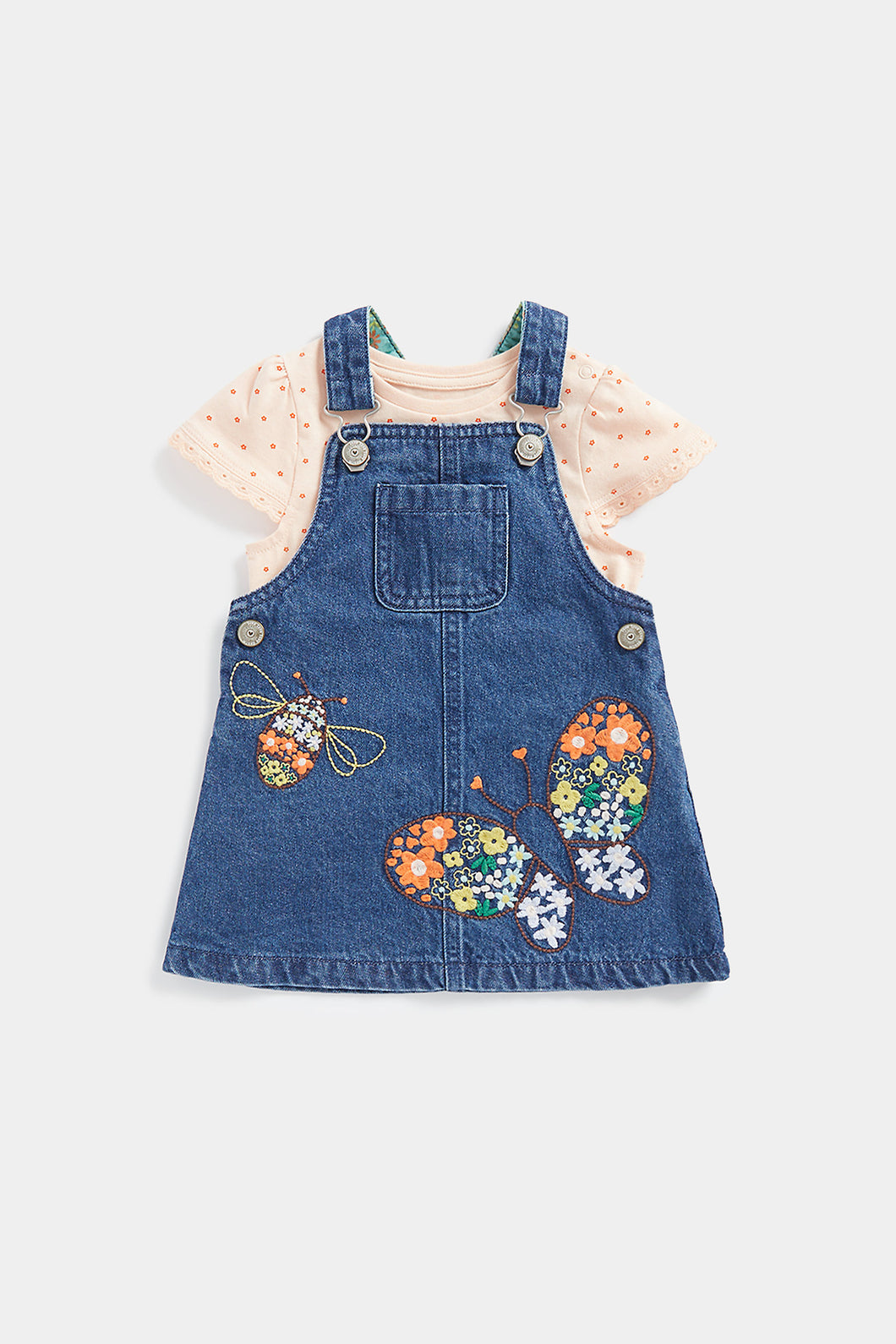 Mothercare Denim Pinny Dress and T-Shirt Set