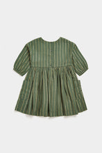 Load image into Gallery viewer, Mothercare Green Dress With Gold Stripes
