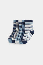 Load image into Gallery viewer, Mothercare Blue Striped Socks - 5 Pack
