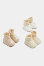 Load image into Gallery viewer, Mothercare Bear And Mouse Sock-Top Baby Booties - 3 Pack
