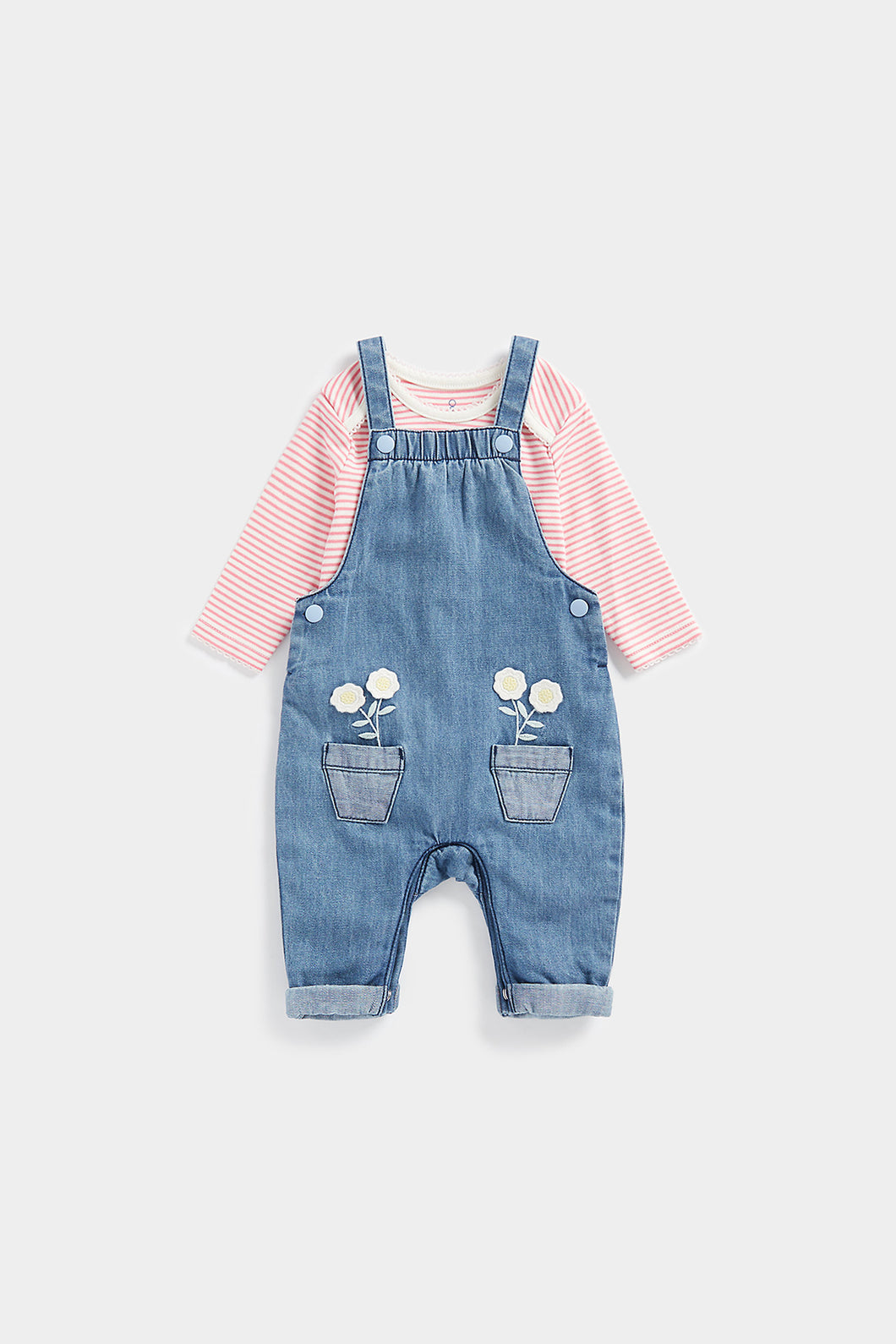 Mothercare Denim Dungarees and Bodysuit Set