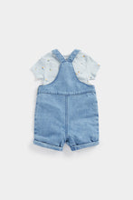 Load image into Gallery viewer, Mothercare Denim Bibshorts and Bodysuit Set
