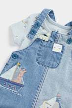 Load image into Gallery viewer, Mothercare Denim Bibshorts and Bodysuit Set
