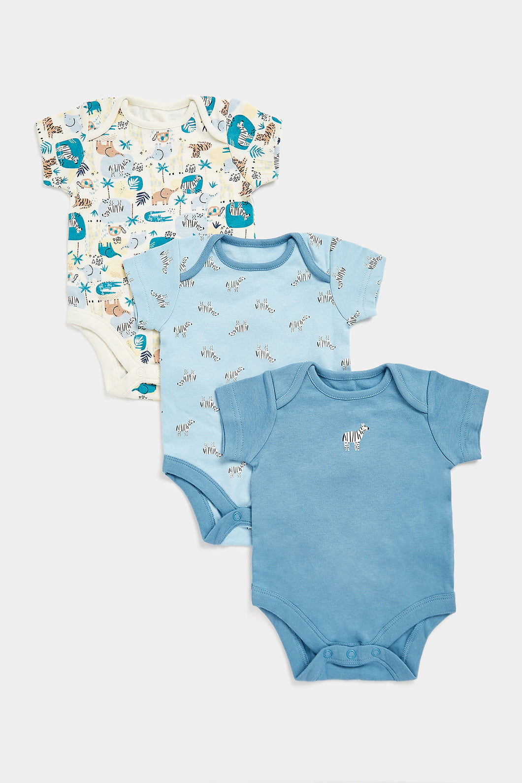 Mothercare Safari Short-Sleeved Bodysuits - 3 Pack