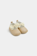 Load image into Gallery viewer, Mothercare Gold Glitter Pram Shoes
