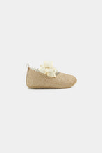 Load image into Gallery viewer, Mothercare Gold Glitter Pram Shoes
