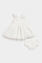 Load image into Gallery viewer, Mothercare White Broderie Dress and Knickers
