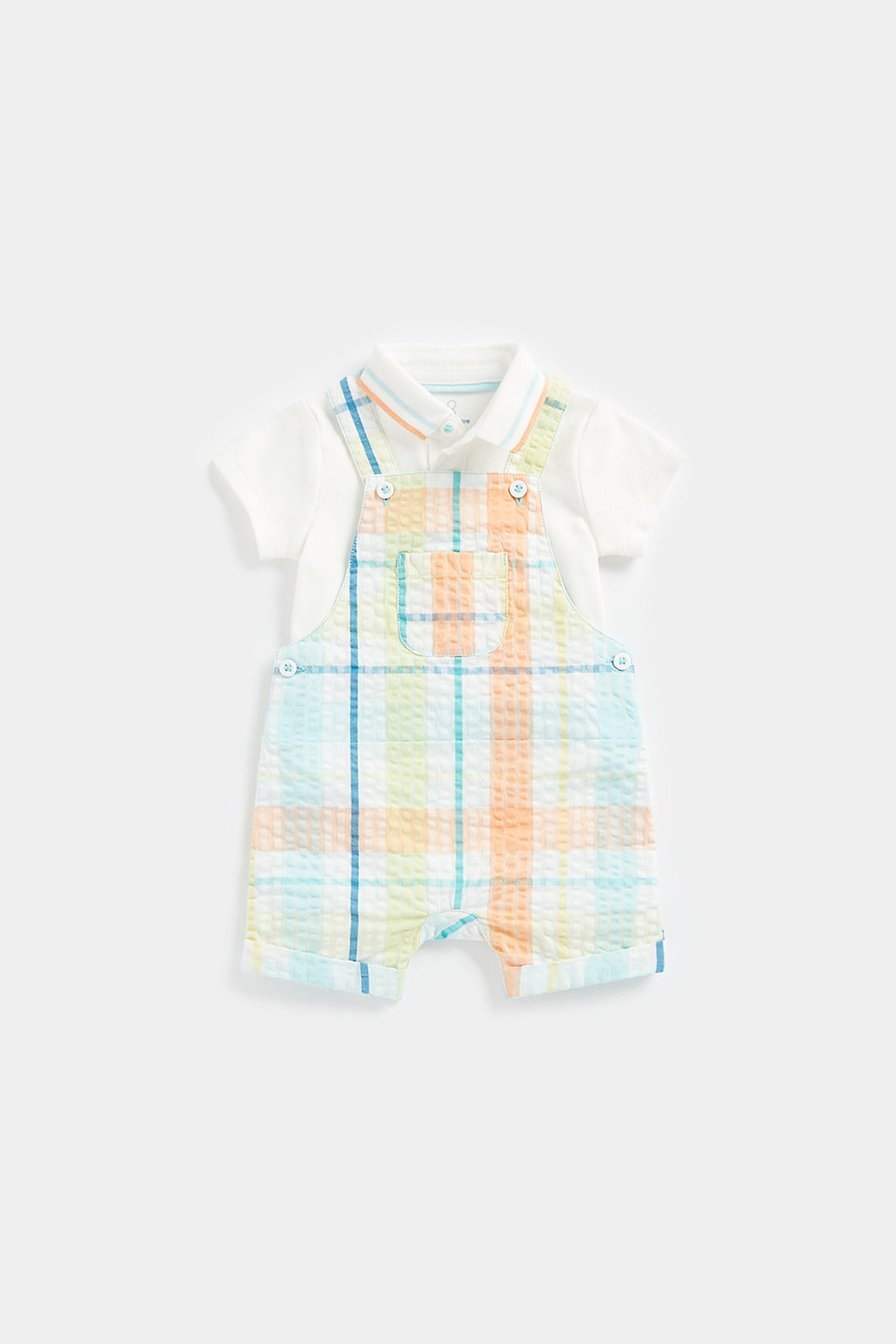 Mothercare Check Bibshorts and Bodysuit Set