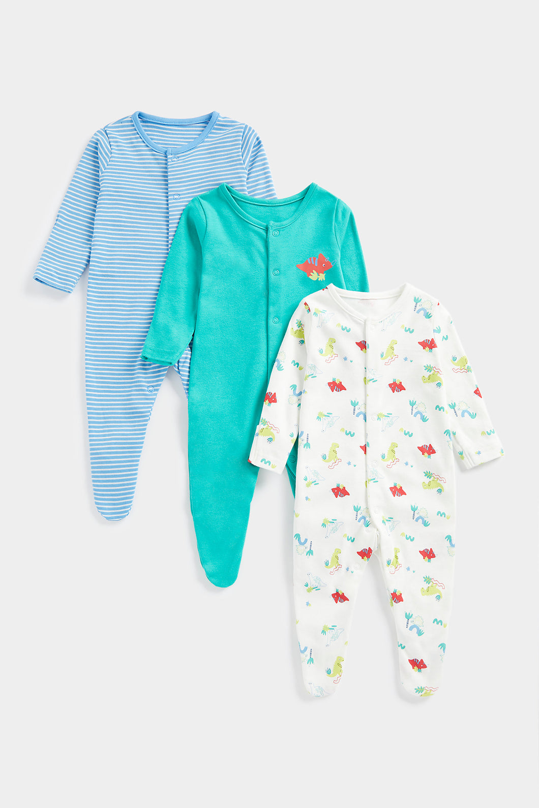 Mothercare Tropical Dino Sleepsuits - 3 Pack