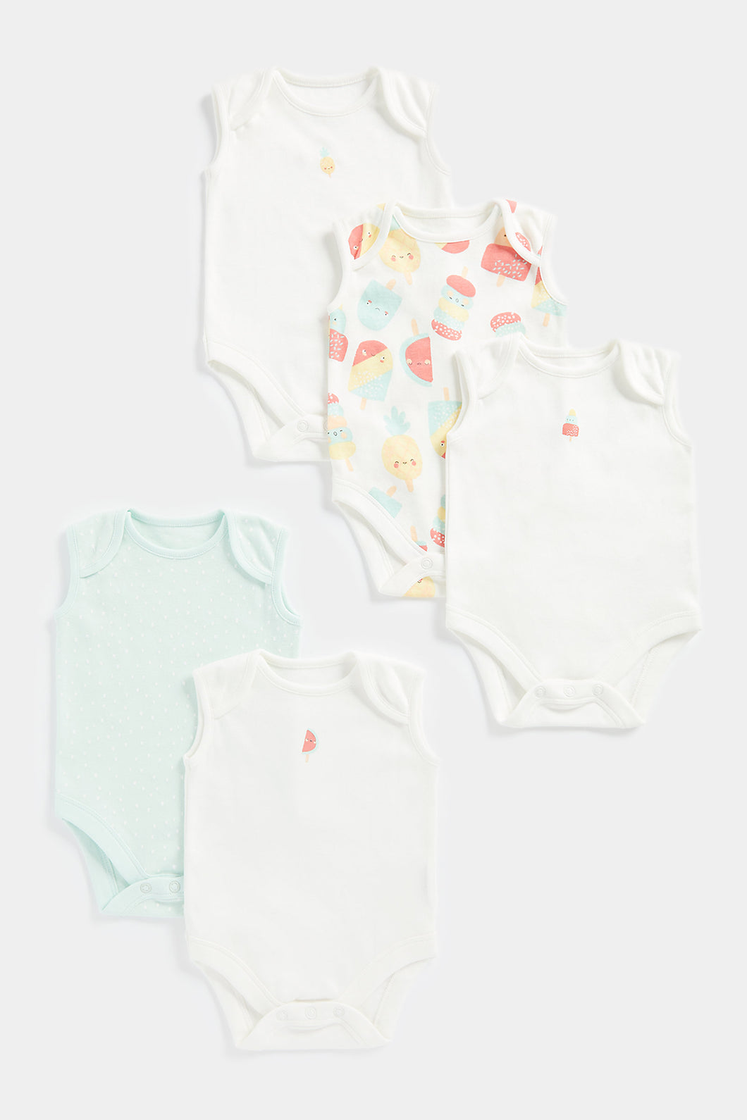 Mothercare Fruit Lolly Sleeveless Bodysuits - 5 Pack