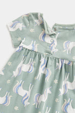 Load image into Gallery viewer, Mothercare Green Party Horse Jersey Dress
