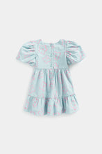 Load image into Gallery viewer, Mothercare Blue Puff-Sleeved Tiered Dress
